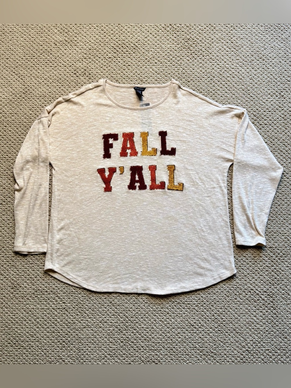 *NWT* Wild Kiss 'FALL Y'ALL' Graphic Long-Sleeve Lightweight Sweater, Size 2X